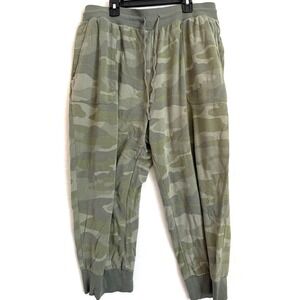 Ambrielle Sleepwear Camo Green Jogger Pants Sweatpants Women's XL Rayon Blend